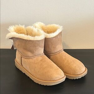 UGG Tan Kids Boots with Cream Fur